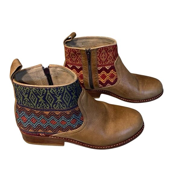 Teysha Handmade Guatemalan Leather Textile Embroidered Ankle Boot Guatemala 8.5 - Picture 3 of 9